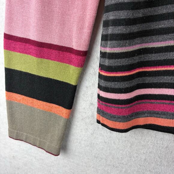 Vintage White Stag Full Zip Striped Sweater Women's XL V Neck Long Sleeve READ - Picture 6 of 15